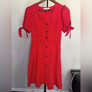 Monteau Red Polka Dot Midi Dress
